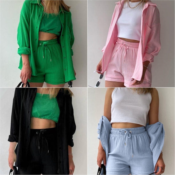 Joanna Button Up Shirt & Shorts Set - Yellow - Picture 7 of 7